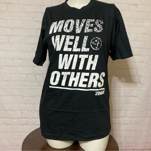 ZUMBA T-Shirt “MOVES WELL WITH OTHERS” customazible 100% cotton Large new - Picture 2 of 6
